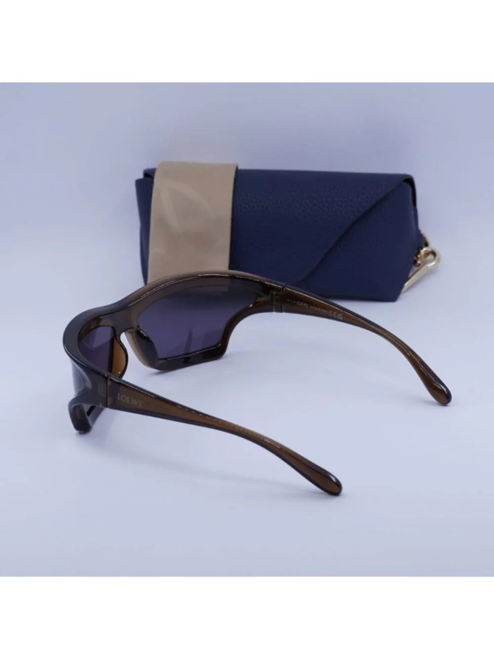 Loewe LW40143U 47A Shield Sunglasses – Brown / Grey